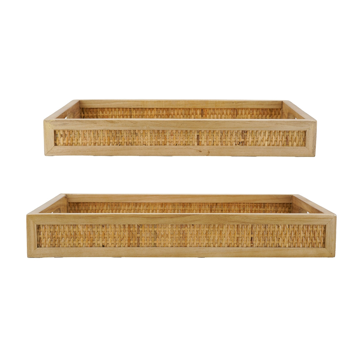 Woven Rattan Decorative Trays, Set of 2 - product photo 4