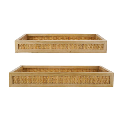 Woven Rattan Decorative Trays, Set of 2 - product photo 4