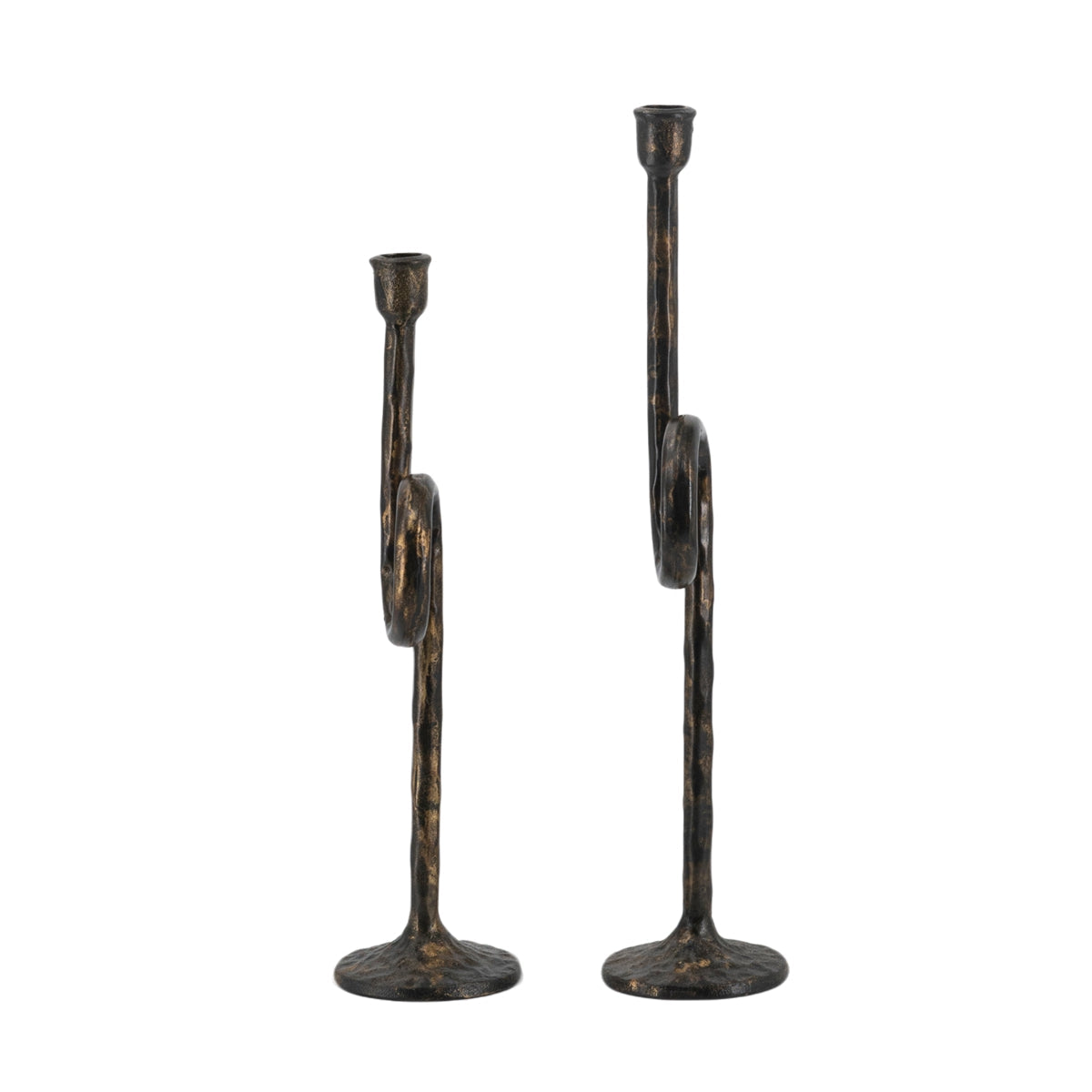 Black and Gold Iron Candle Holders with Playful Loop Design, Set of 2 - product image 20