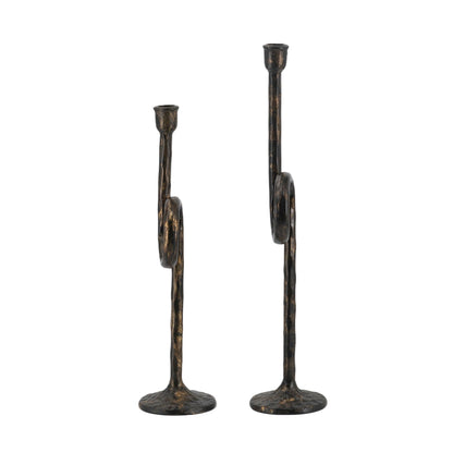 Black and Gold Iron Candle Holders with Playful Loop Design, Set of 2 - product image 20