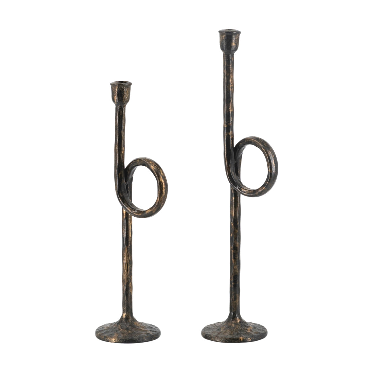 Black and Gold Iron Candle Holders with Playful Loop Design, Set of 2 - product image 16