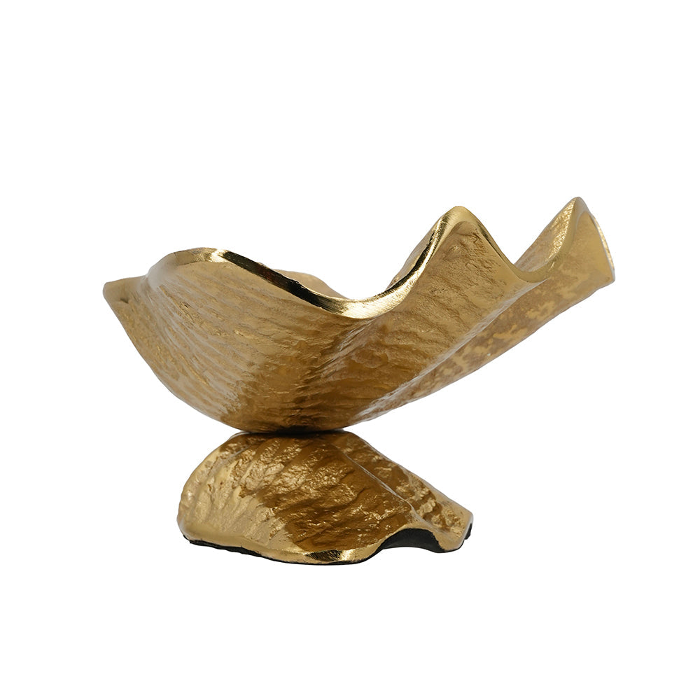 Gold-Tone Aluminum Footed Decorative Bowl - product photo 5