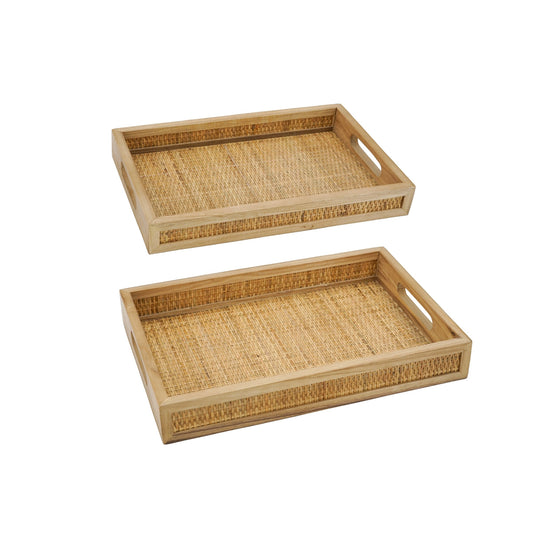 Woven Rattan Tray, Set of 2 - product image 1