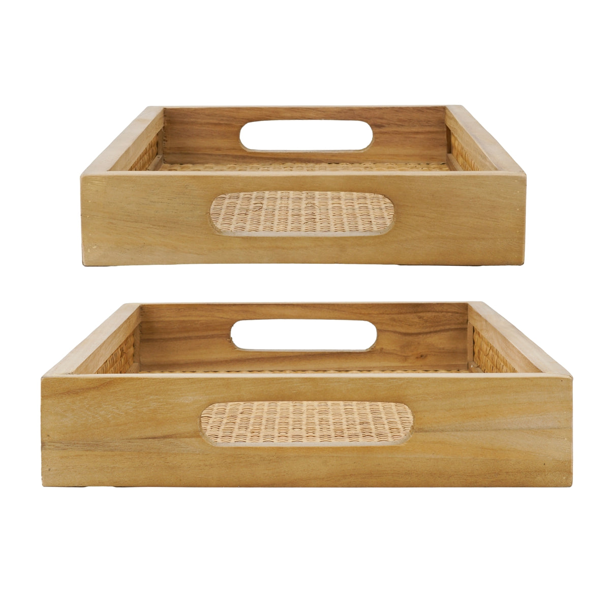 Woven Rattan Decorative Trays, Set of 2 - product photo 5