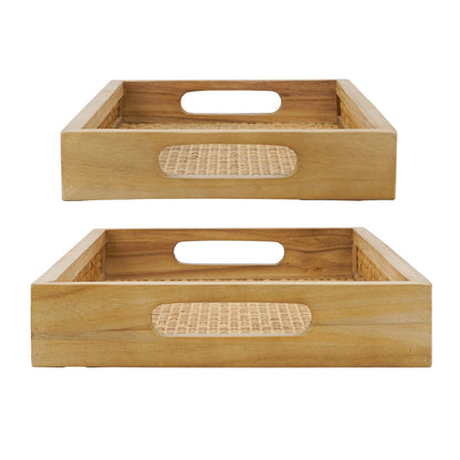 Woven Rattan Decorative Trays, Set of 2 - product photo 5
