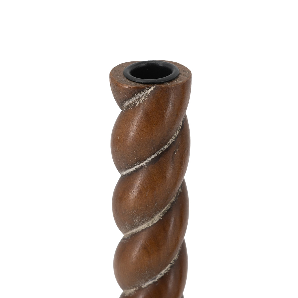 Brown Birch Wood Candle Holders with Spiral Design, Set of 2 - product image 3