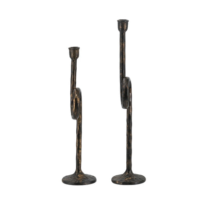 Black and Gold Iron Candle Holders with Playful Loop Design, Set of 2 - product image 7