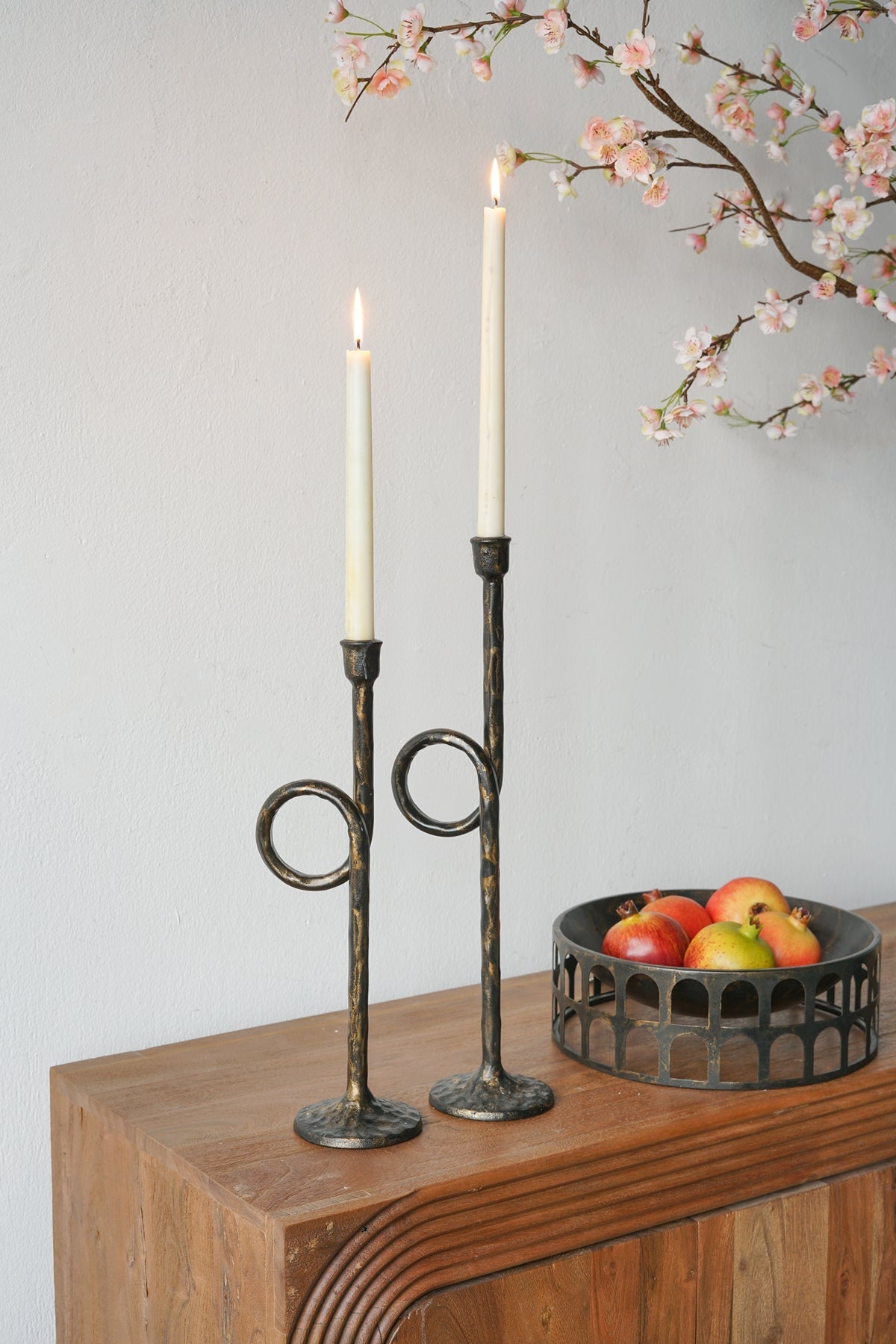 Black and Gold Iron Candle Holders with Playful Loop Design, Set of 2 - product image 23
