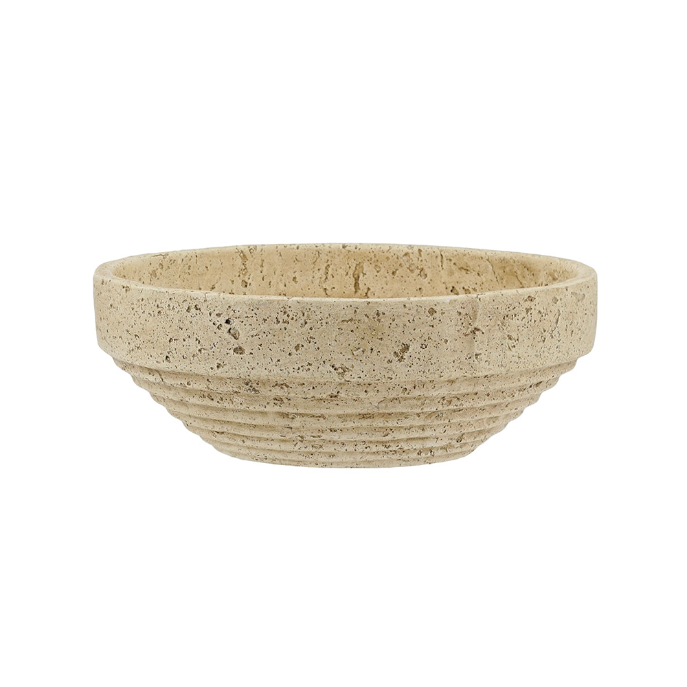 Ribbed Cement-Look Decorative Bowl - product photo 1