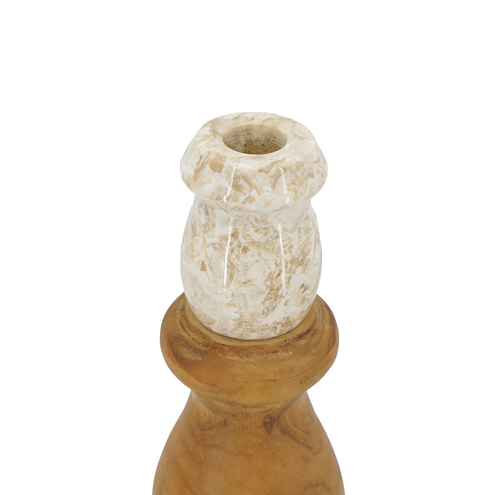 Teak Wood and Marble Candle Holder - product image 12