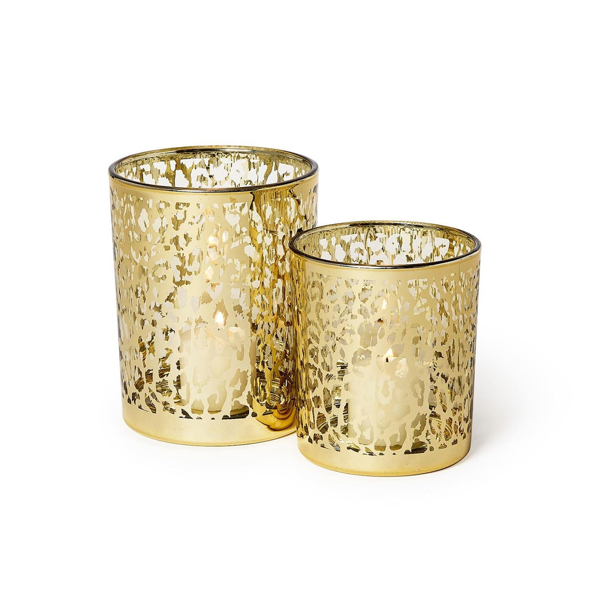 Leopard Silhouette Antiqued Tealight / Votive Candleholders, Set of 2 - product image 1