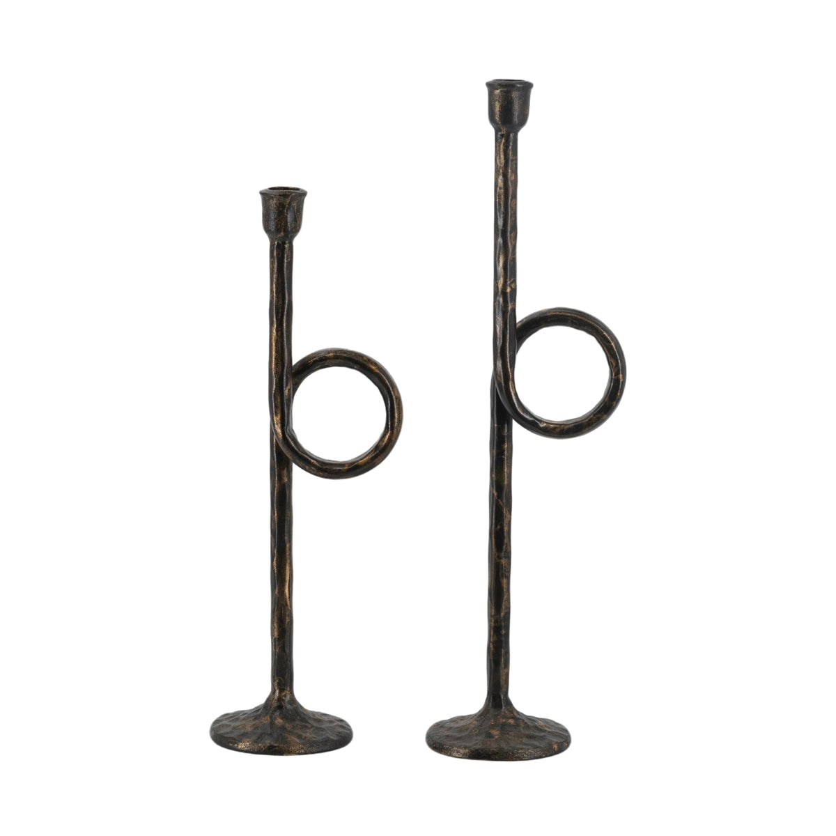 Black and Gold Iron Candle Holders with Playful Loop Design, Set of 2 - product image 15