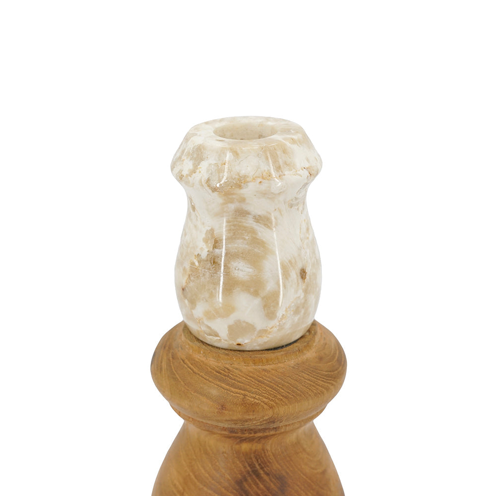 Teak Wood and Marble Candle Holder - product image 4