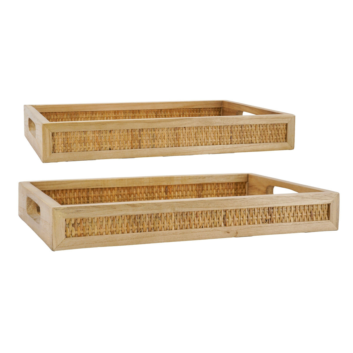 Woven Rattan Decorative Trays, Set of 2 - product photo 3