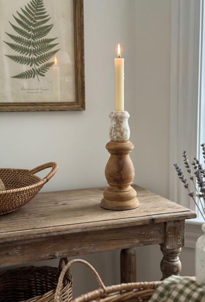 Teak Wood and Marble Candle Holder - product image 7