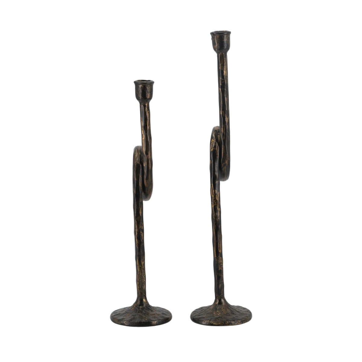 Black and Gold Iron Candle Holders with Playful Loop Design, Set of 2 - product image 19