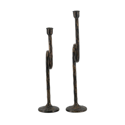 Black and Gold Iron Candle Holders with Playful Loop Design, Set of 2 - product image 19