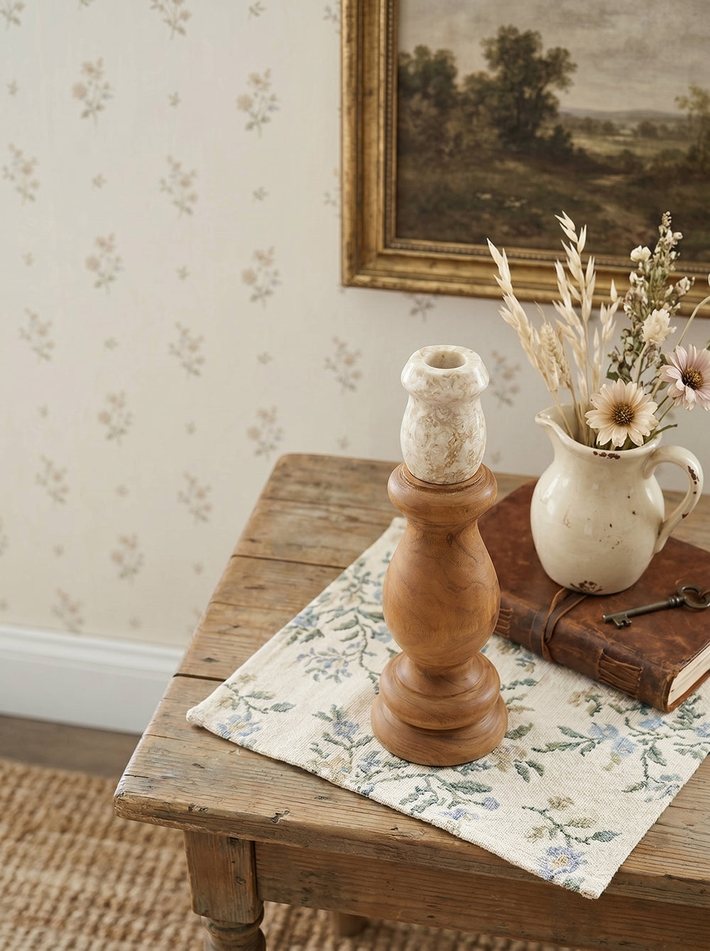 Teak Wood and Marble Candle Holder - product image 14