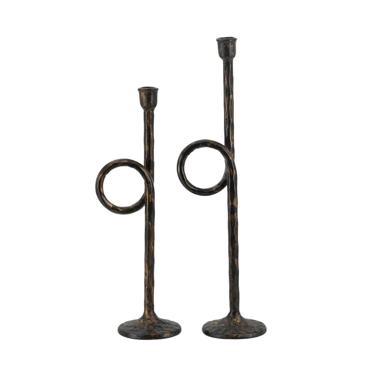 Black and Gold Iron Candle Holders with Playful Loop Design, Set of 2 - product image 17