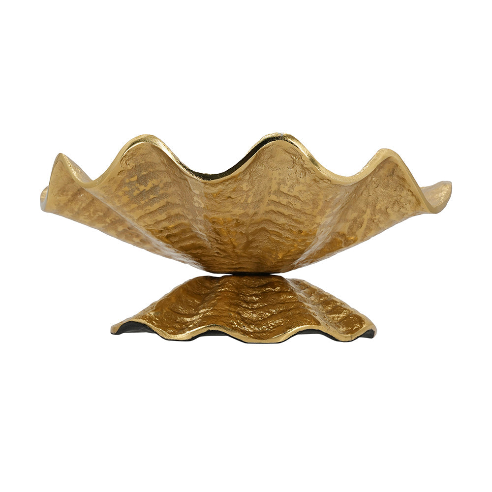 Gold-Tone Aluminum Footed Decorative Bowl - product photo 3