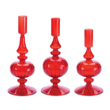 Ribbed Glass Taper Candle Holder, Set of 3