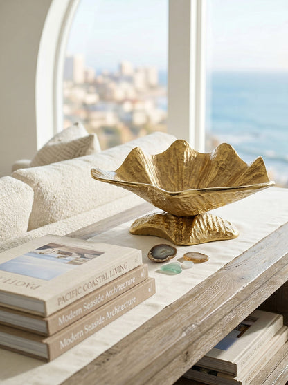 Gold-Tone Aluminum Footed Decorative Bowl - product photo 11