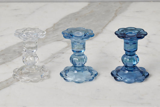 Glass Scalloped Candlesticks, Set of 3 - product image 1