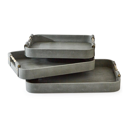 Grey Shagreen Rectangle Trays, Set of 3 - product image 1
