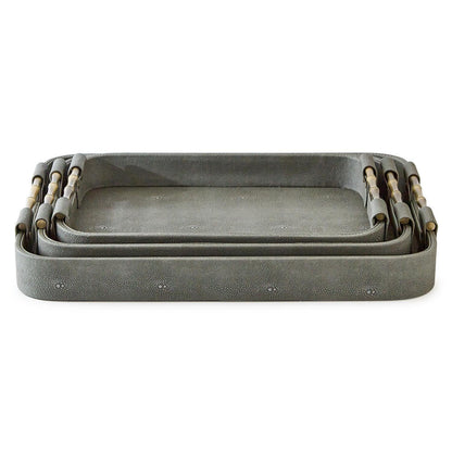 Grey Shagreen Rectangle Trays, Set of 3 - product image 2