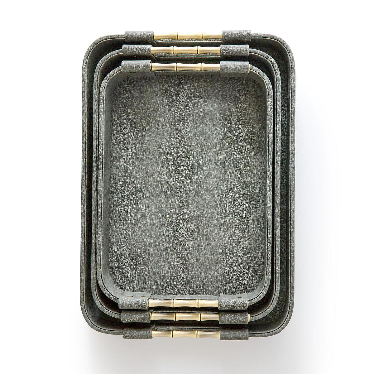 Grey Shagreen Rectangle Trays, Set of 3 - product image 3