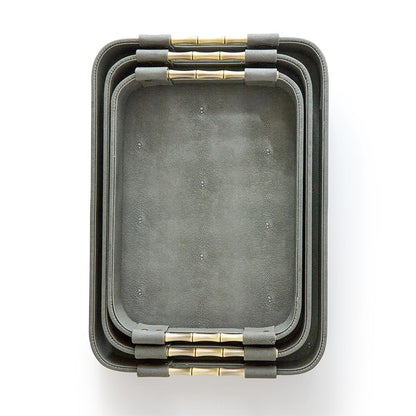 Grey Shagreen Rectangle Trays, Set of 3 - product image 3
