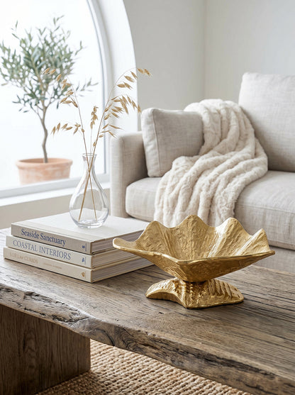 Gold-Tone Aluminum Footed Decorative Bowl - product photo 12