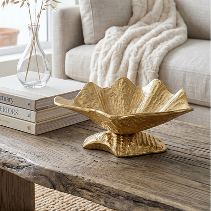 Gold-Tone Aluminum Footed Decorative Bowl - product photo 2