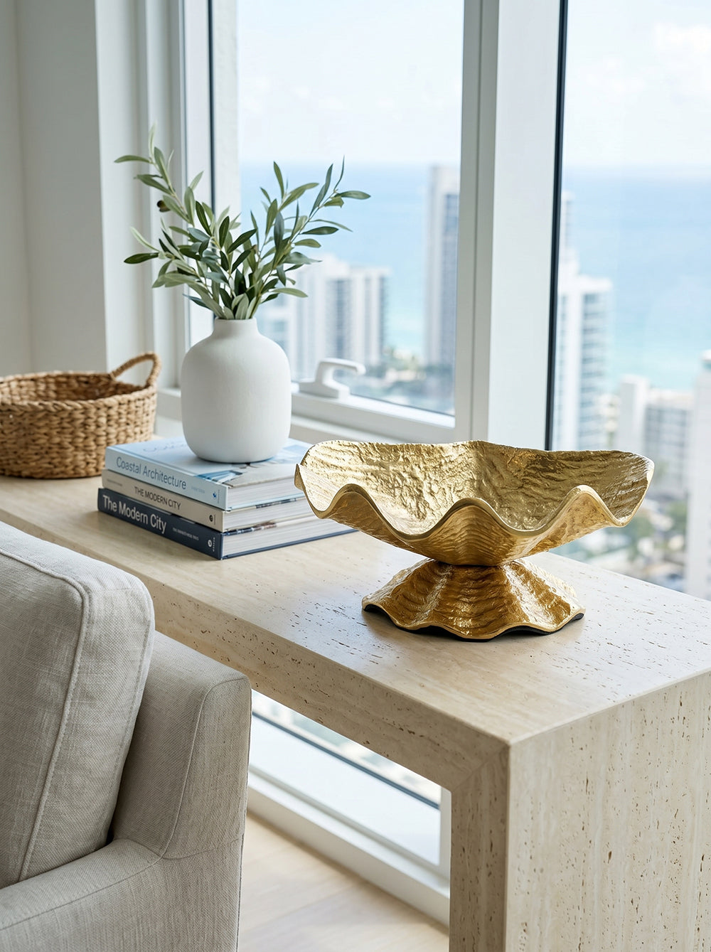 Gold-Tone Aluminum Footed Decorative Bowl - product photo 10