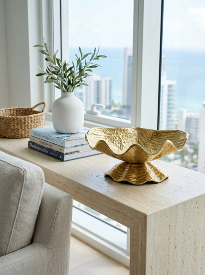 Gold-Tone Aluminum Footed Decorative Bowl - product photo 10