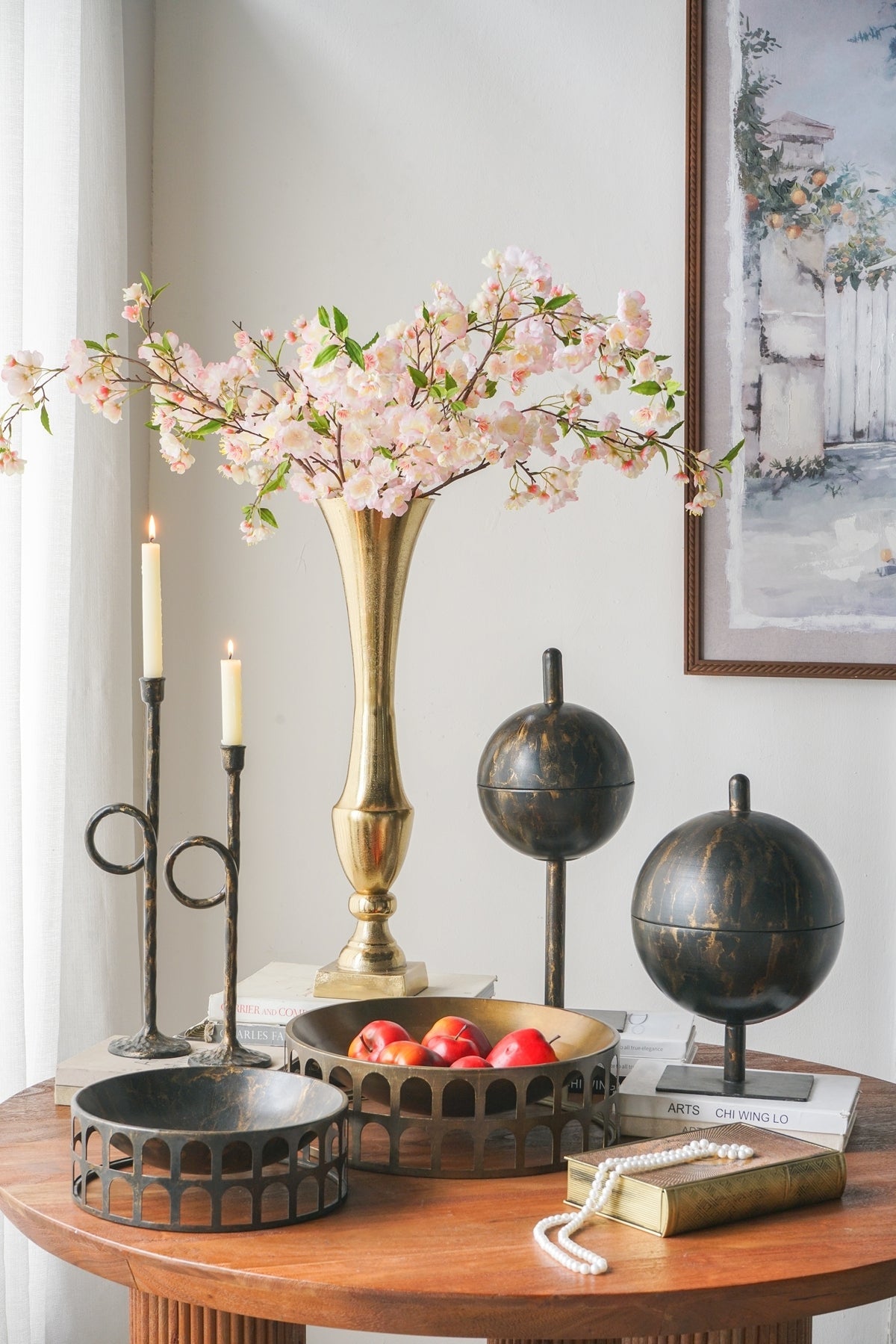 Black and Gold Iron Candle Holders with Playful Loop Design, Set of 2 - product image 11