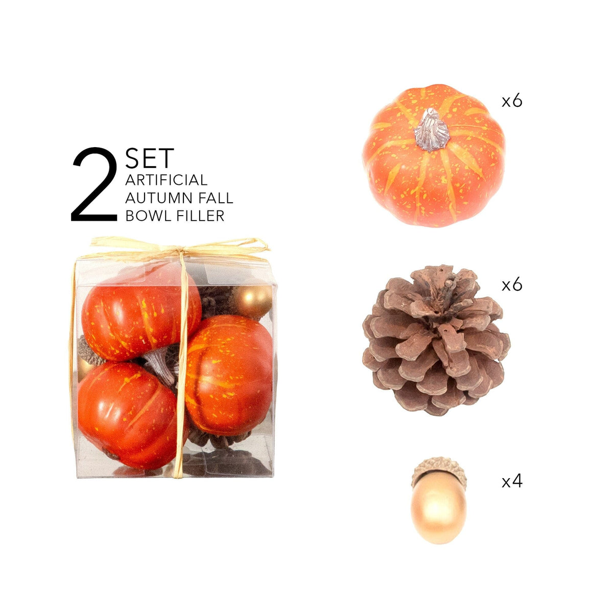 Artificial Autumn Pumpkin Bowl Fillers, 2 Sets - product image 4
