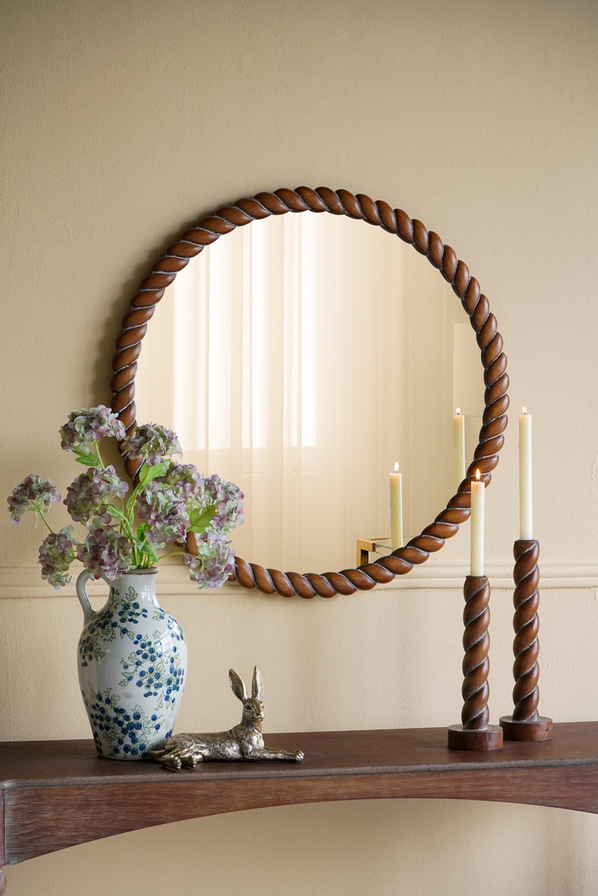 Brown Birch Wood Candle Holders with Spiral Design, Set of 2 - product image 4
