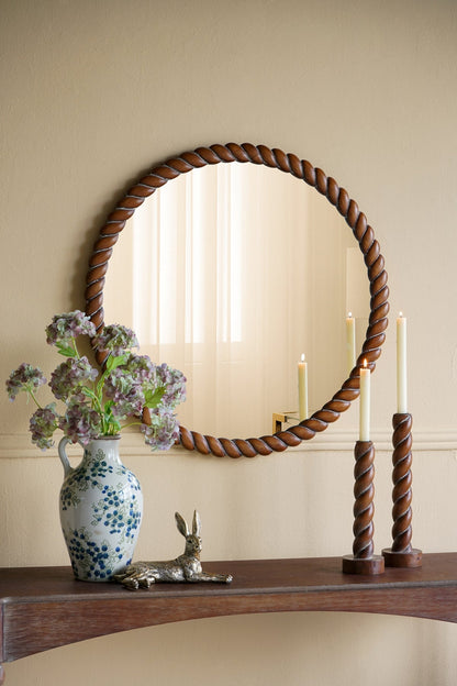 Brown Birch Wood Candle Holders with Spiral Design, Set of 2 - product image 4