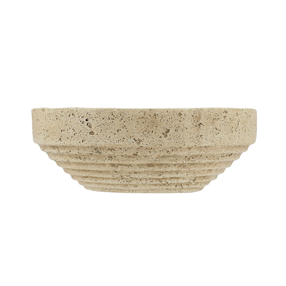 Ribbed Cement-Look Decorative Bowl - product photo 3