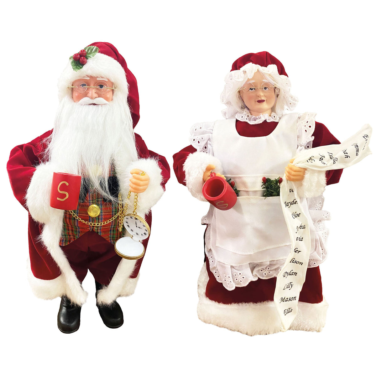Mr. & Mrs. Claus Holiday Figurines, Set of 2 - product image 1