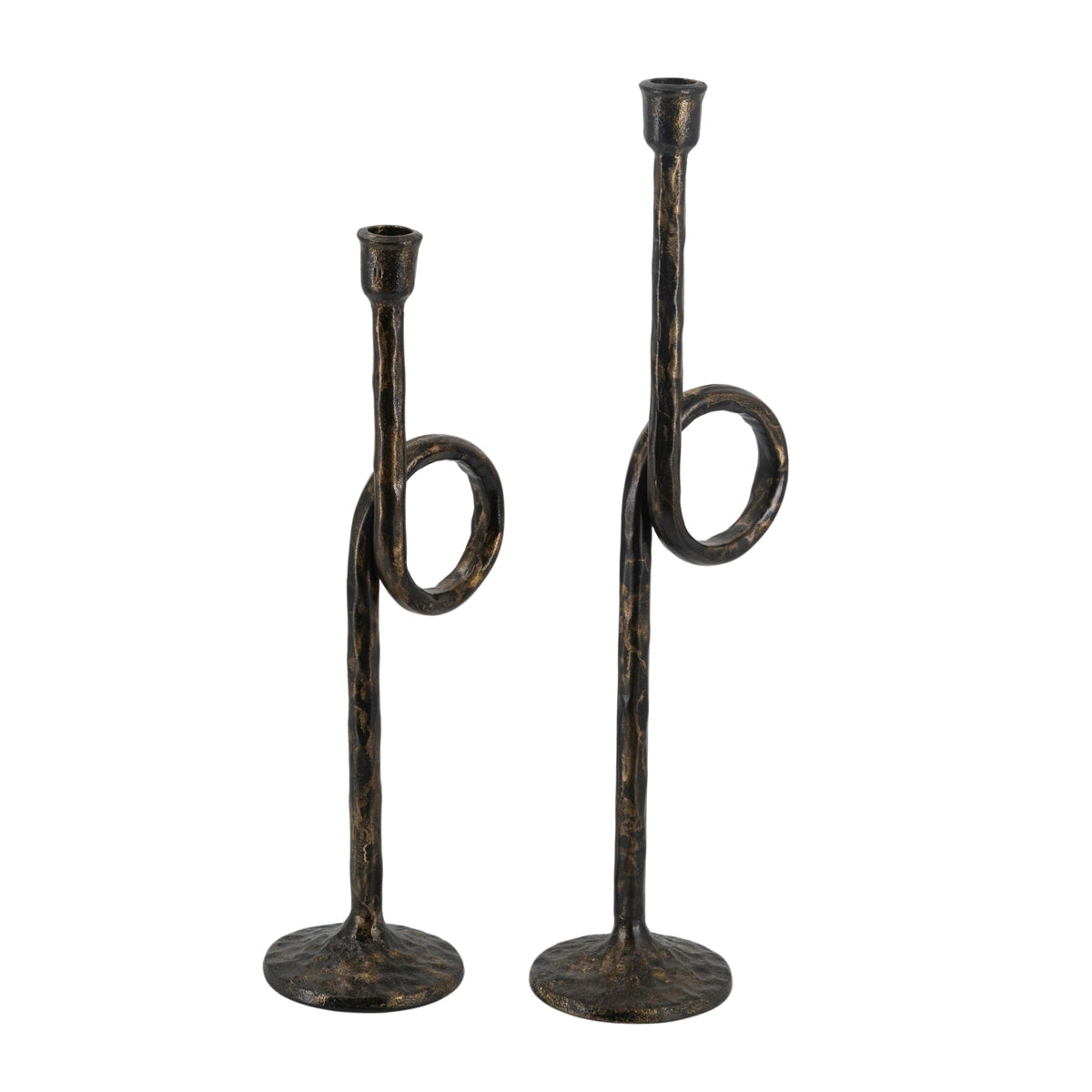 Black and Gold Iron Candle Holders with Playful Loop Design, Set of 2 - product image 5