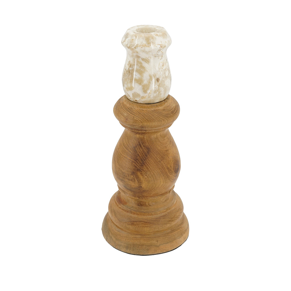 Teak Wood and Marble Candle Holder - product image 3