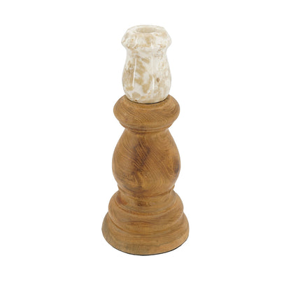 Teak Wood and Marble Candle Holder - product image 3