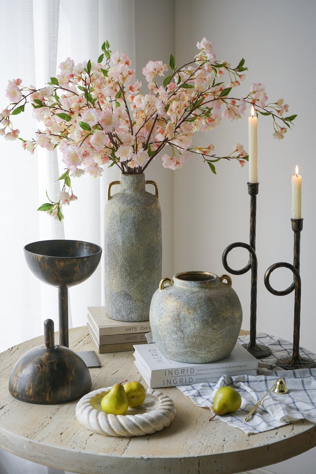 Black and Gold Iron Candle Holders with Playful Loop Design, Set of 2 - product image 13