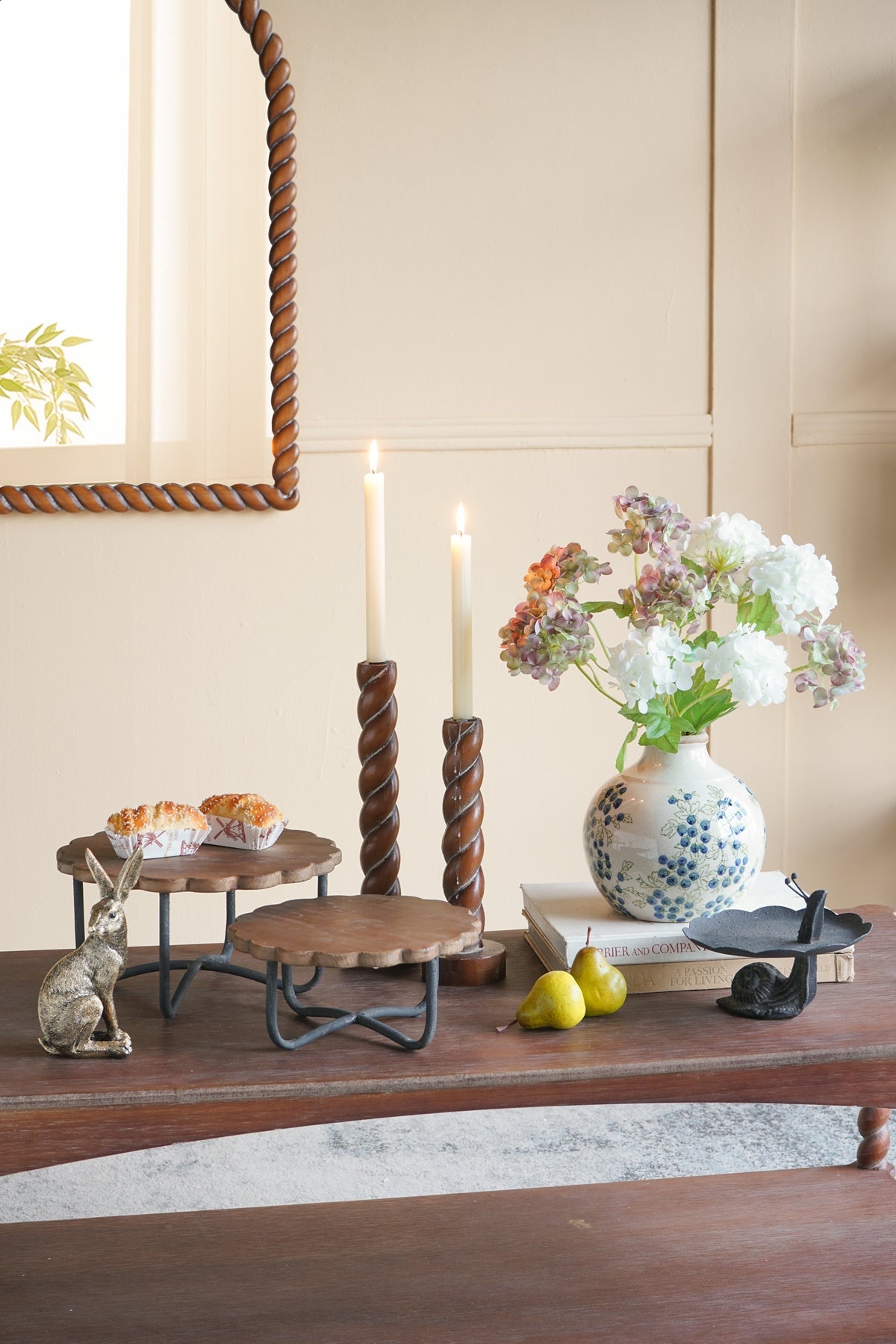 Brown Birch Wood Candle Holders with Spiral Design, Set of 2 - product image 5