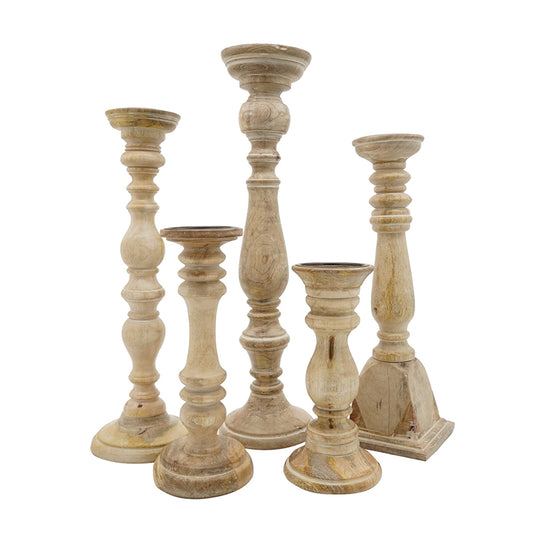 Brown Wooden Candle Holders, Set of 5 - product image 1