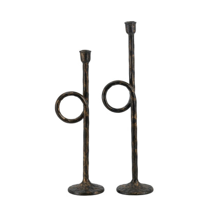 Black and Gold Iron Candle Holders with Playful Loop Design, Set of 2 - product image 4