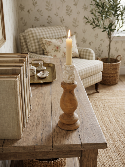 Teak Wood and Marble Candle Holder - product image 15