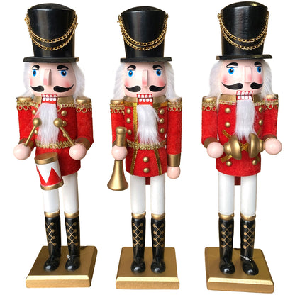 Red Marching Band Nutcracker Figurines, Set of 3